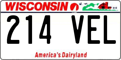 WI license plate 214VEL