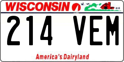 WI license plate 214VEM