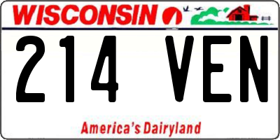 WI license plate 214VEN