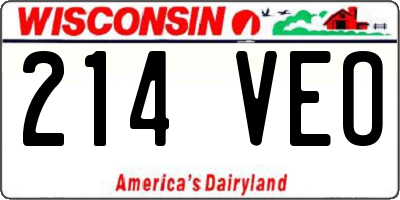 WI license plate 214VEO