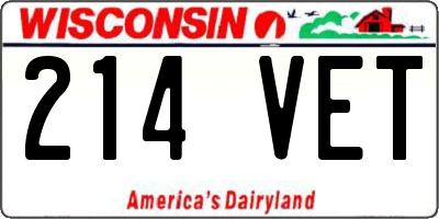 WI license plate 214VET