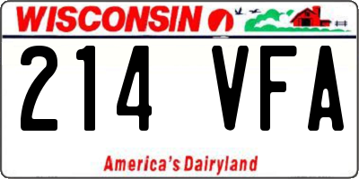 WI license plate 214VFA