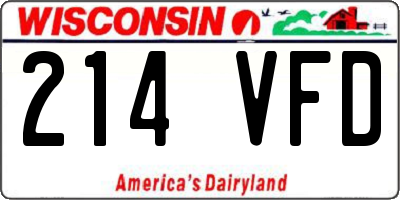 WI license plate 214VFD