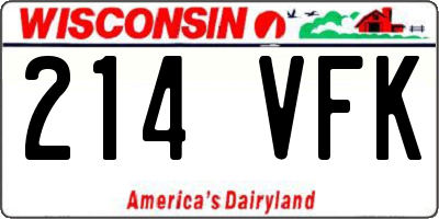 WI license plate 214VFK
