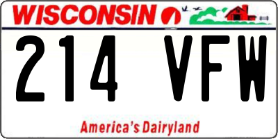 WI license plate 214VFW