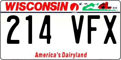 WI license plate 214VFX