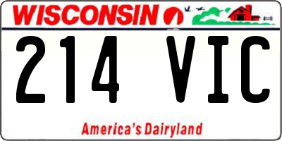 WI license plate 214VIC