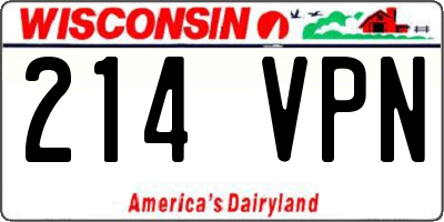 WI license plate 214VPN