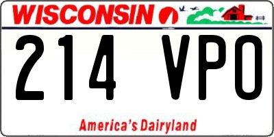 WI license plate 214VPO
