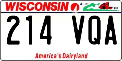 WI license plate 214VQA