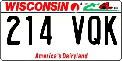 WI license plate 214VQK