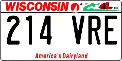 WI license plate 214VRE