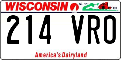 WI license plate 214VRO