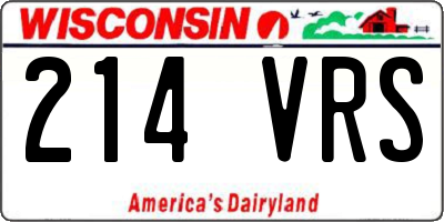 WI license plate 214VRS