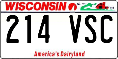 WI license plate 214VSC