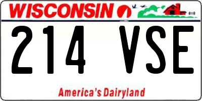 WI license plate 214VSE