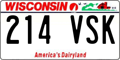 WI license plate 214VSK