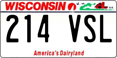 WI license plate 214VSL