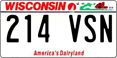 WI license plate 214VSN