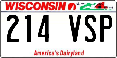 WI license plate 214VSP