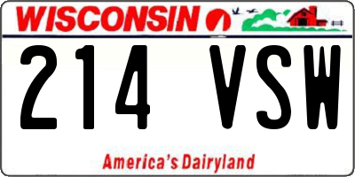 WI license plate 214VSW