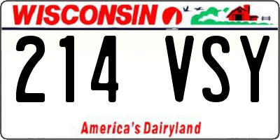 WI license plate 214VSY