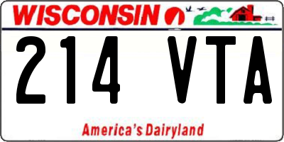 WI license plate 214VTA
