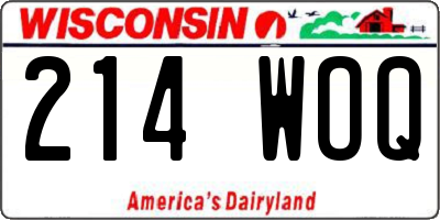 WI license plate 214WOQ