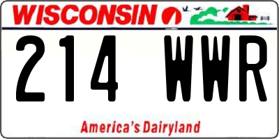 WI license plate 214WWR