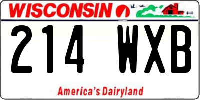 WI license plate 214WXB