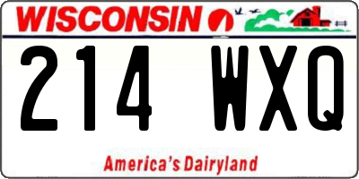 WI license plate 214WXQ