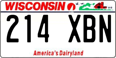 WI license plate 214XBN