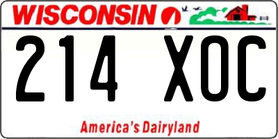 WI license plate 214XOC