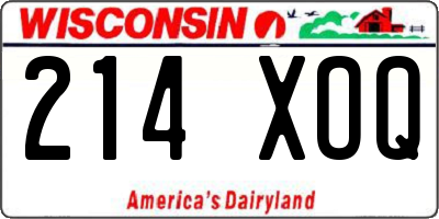 WI license plate 214XOQ