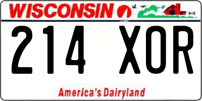 WI license plate 214XOR