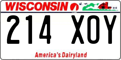 WI license plate 214XOY
