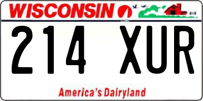 WI license plate 214XUR