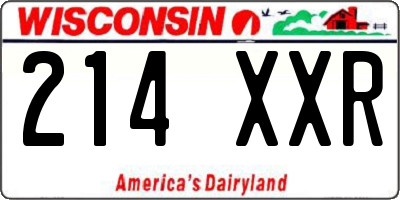 WI license plate 214XXR