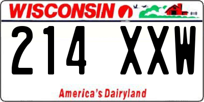 WI license plate 214XXW