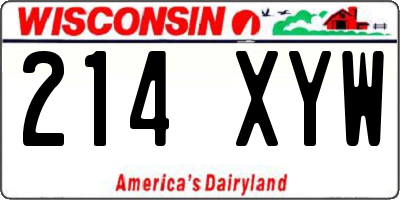 WI license plate 214XYW
