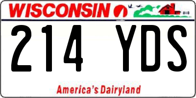 WI license plate 214YDS