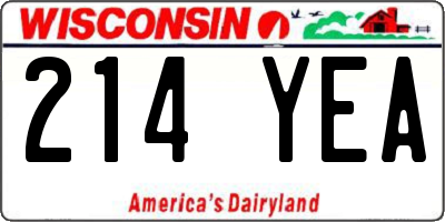 WI license plate 214YEA