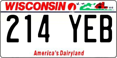 WI license plate 214YEB