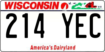 WI license plate 214YEC