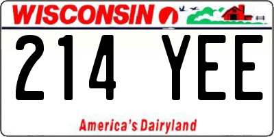 WI license plate 214YEE