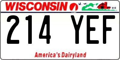 WI license plate 214YEF