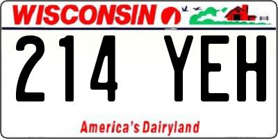 WI license plate 214YEH