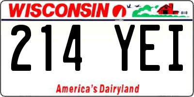 WI license plate 214YEI