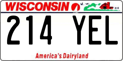 WI license plate 214YEL