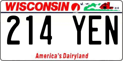 WI license plate 214YEN